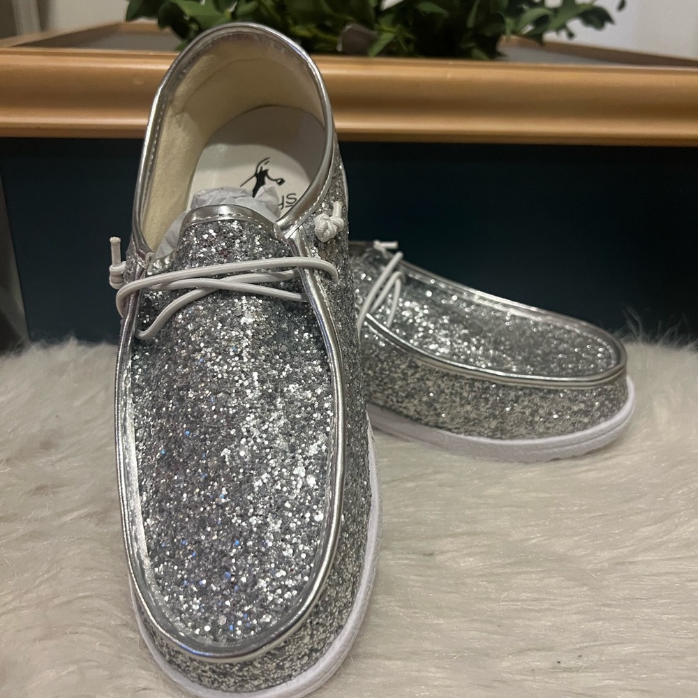 Corky’s kayak sneakers - silver glitter